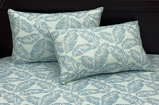 Tropics Canopy Custom Bed Sheet Set in Shades of Blue