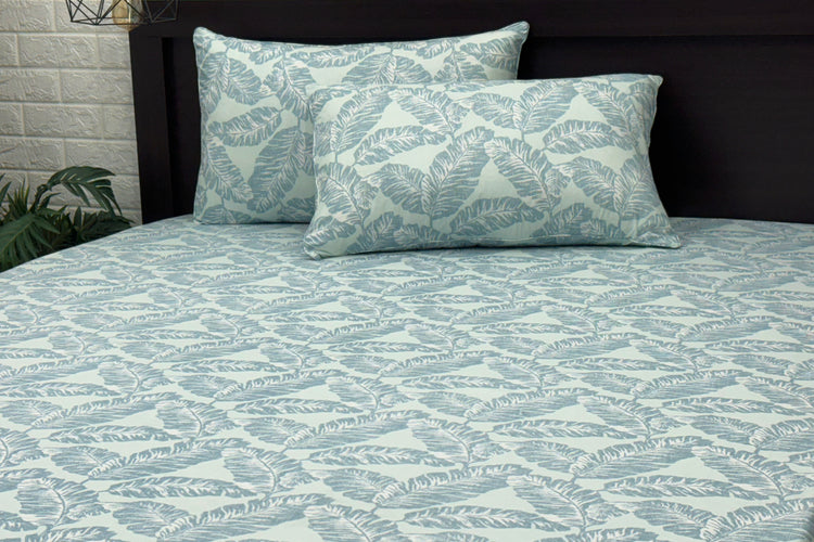 Tropics Canopy Custom Bed Sheet Set in Shades of Blue