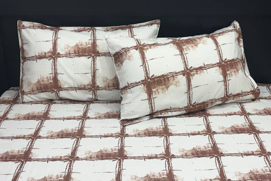 Art House Grid Custom Bed Sheet Set in Shades of Brown