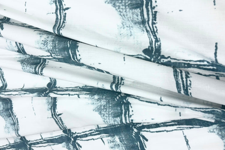 Art House Grid Custom Bed Sheet Set in Shades of Blue