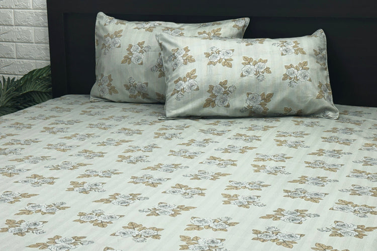 Gulbahaar Sage Custom Bed Sheet Set in Shades of Grey and Blue