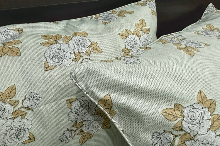Gulbahaar Sage Custom Bed Sheet Set in Shades of Grey and Blue