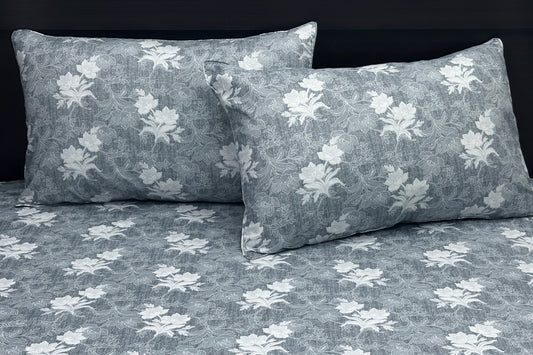 Ashwood Floral Custom Bed Sheet Set in Shades of Grey
