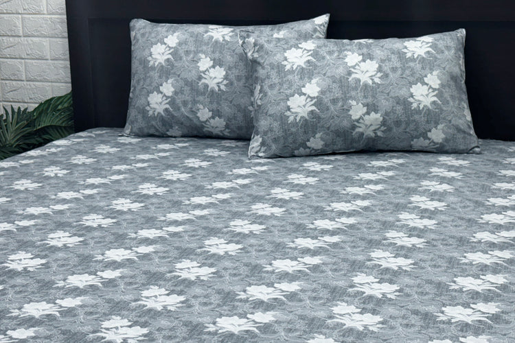 Ashwood Floral Custom Bed Sheet Set in Shades of Grey