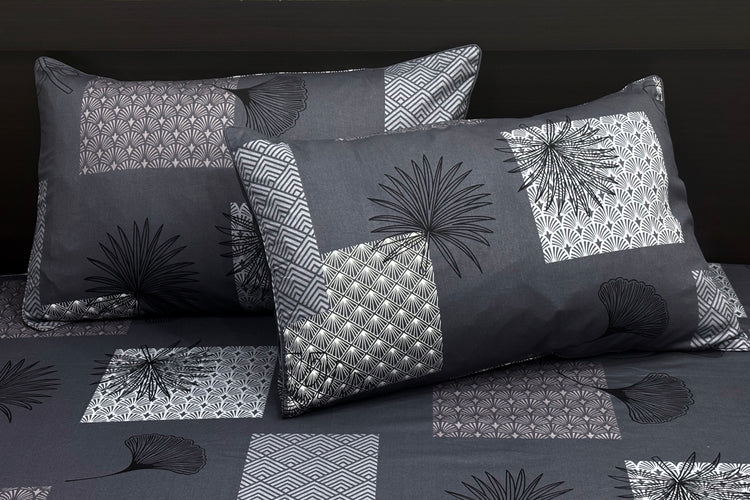 Metro Mauve Blocks Custom Bed Sheet Set in Shades of Grey