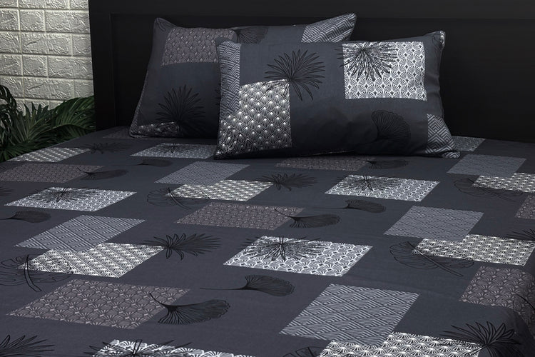 Metro Mauve Blocks Custom Bed Sheet Set in Shades of Grey