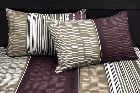 Urban Lines Custom Bed Sheet Set in Shades of Brown and Purple