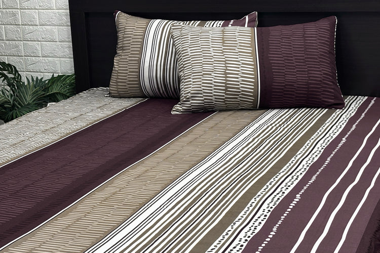 Urban Lines Custom Bed Sheet Set in Shades of Brown and Purple