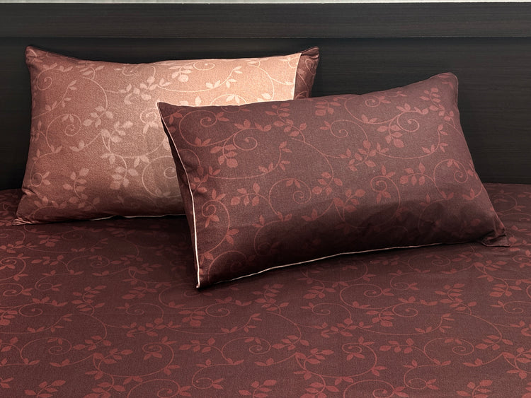 Dusk Garden Ombre Custom Bed Sheet Set in Shades of Maroon