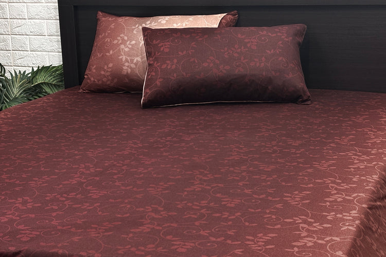 Dusk Garden Ombre Custom Bed Sheet Set in Shades of Maroon