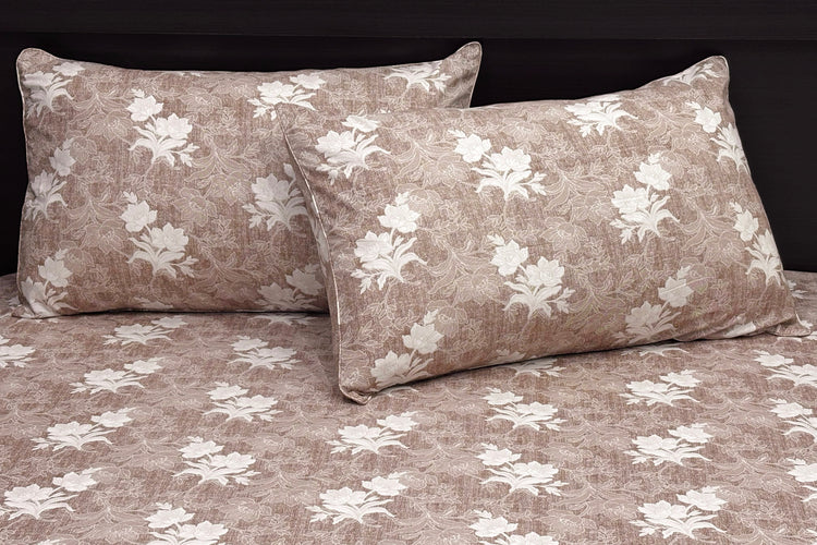 Ashwood Floral Custom Bed Sheet Set in Shades of Brown