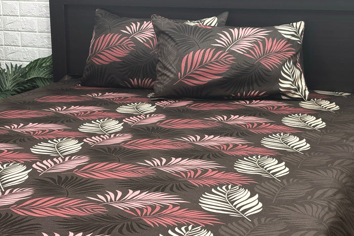Jungle Leaf Custom Bed Sheet Set in Shades of Brown
