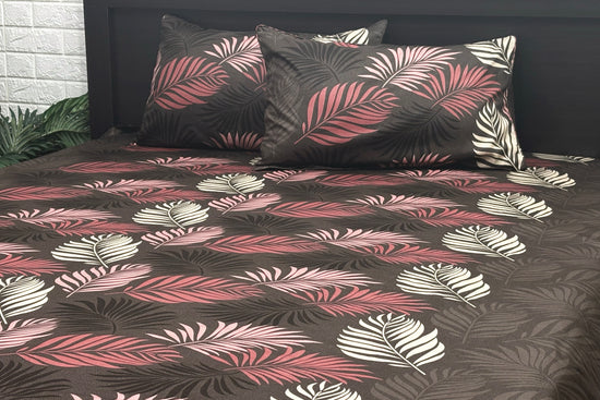 Jungle Leaf Custom Bed Sheet Set in Shades of Brown
