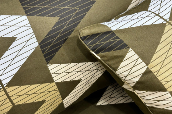 Pillows with a geometric pattern.