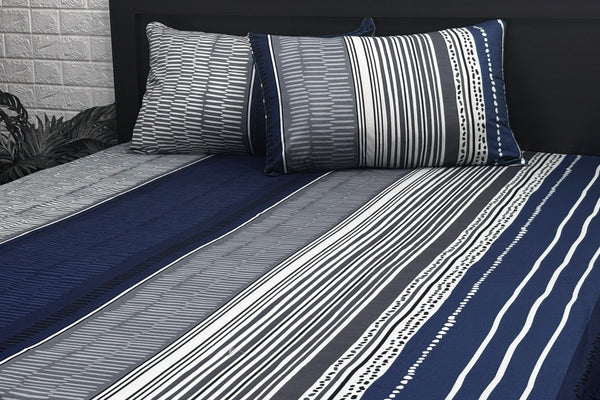 Urban Lines Custom Bed Sheet Set in Shades of Blue