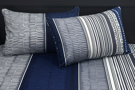 Urban Lines Custom Bed Sheet Set in Shades of Blue  with pillow