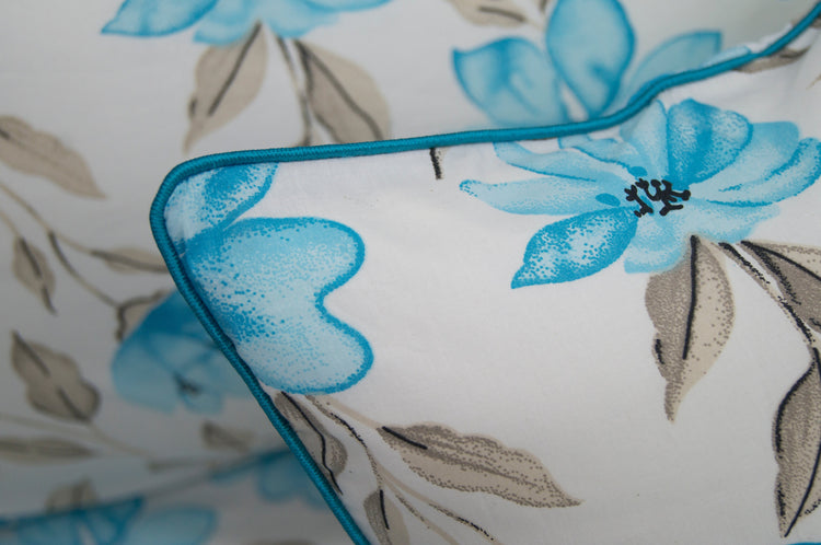 Floral Blossoms Print Custom Bed Sheet Set in Blue